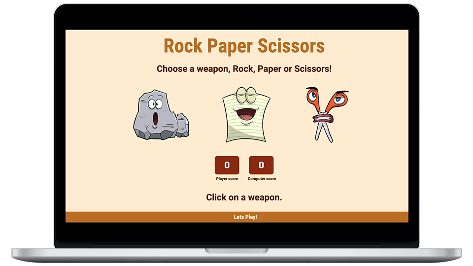 rock paper scissors website viewed on macbook